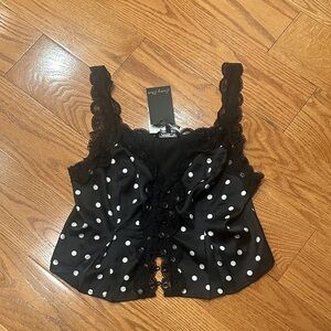 Emory Park Black and White Polka Dot Tank Top